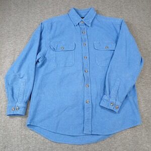 Mountain Ridge Explore Life Men's Large Blue Button‎ Up Long Sleeve Cotton Shirt